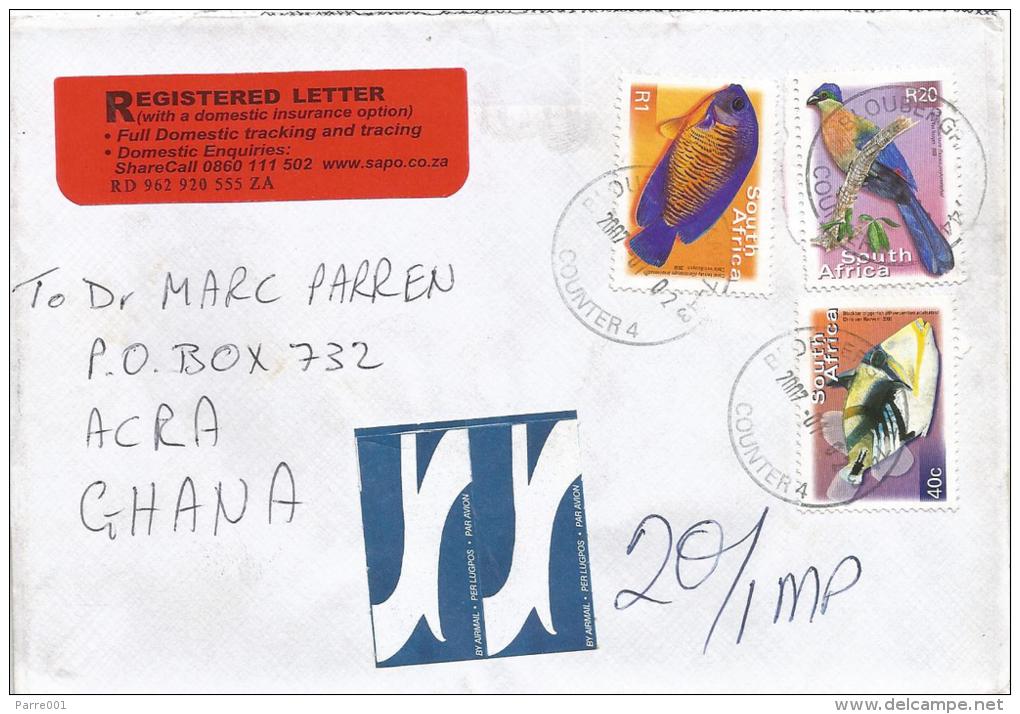 South Africa 2007 Bloubergrant Coral Beauty Fish Triggerfish Barcoded Registered Cover - Briefe U. Dokumente