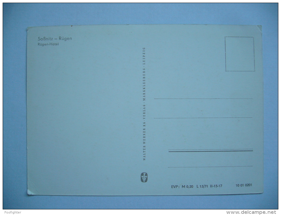 Germany: SASSNITZ (Rügen) - Rügen-Hotel - 1970s Unused - Sassnitz