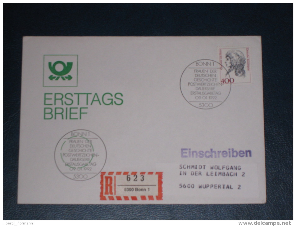 FDC Brief Deutschland Bund Einschreiben 1992 Bonn 400 Frauen Der Deutschen Geschichte  Ersttag - Covers & Documents