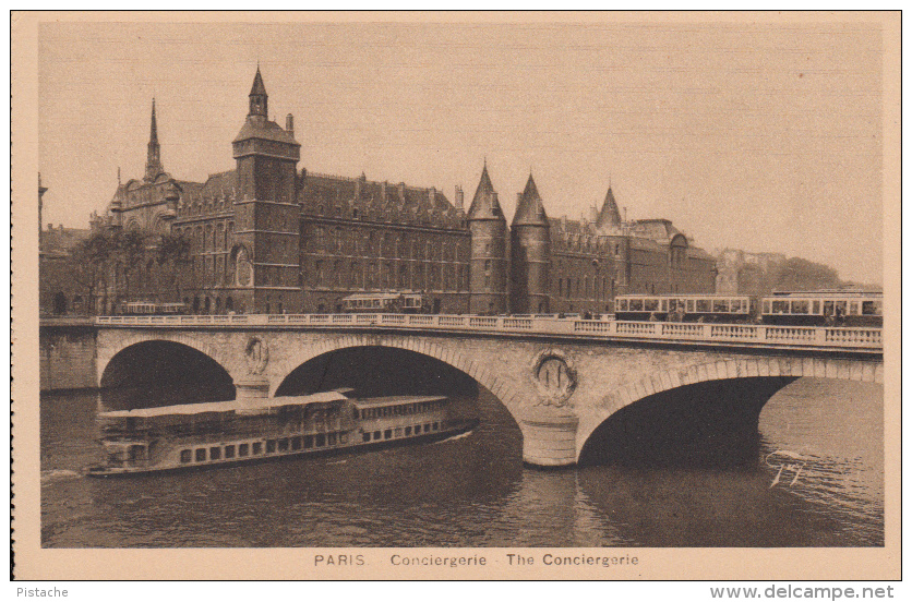 Paris France - Conciergerie Seine Bateau-Mouche Bridge - Animation - Unused - Pub. By A. Leconte - 2 Scans - The River Seine And Its Banks