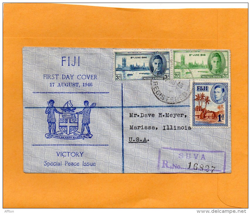 Fiji 1946 FDC Mailed To USA - Fidji (...-1970)