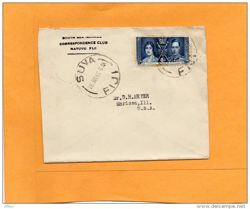 Fiji 1946 Cover Mailed To USA With Adv Label On Backside - Fidji (...-1970)