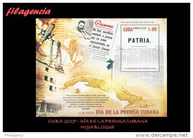 CUBA MINT. 2007-07 HISTORIA DE LA PRENSA CUBANA. HOJA BLOQUE - Ungebraucht