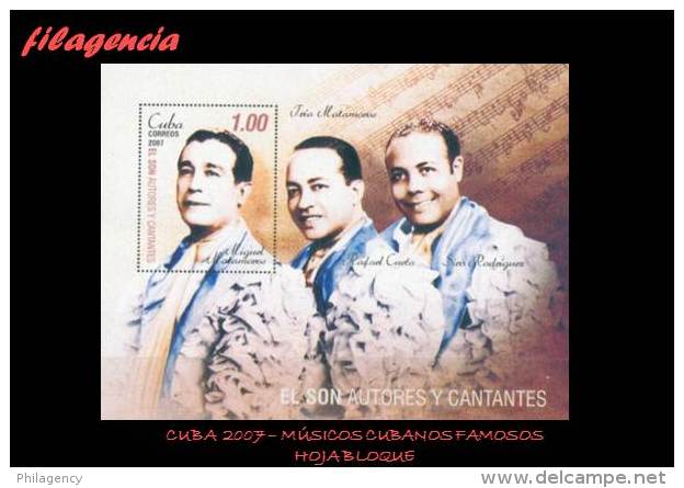 CUBA MINT. 2007-16 MÚSICOS CUBANOS FAMOSOS. HOJA BLOQUE - Unused Stamps