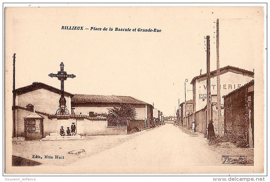 CPA Rillieux Place De La Bascule Et Grande Rue 69 Rhône - Rillieux La Pape