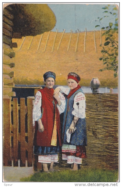 Ukrainian Girls In Costume, Postally Used In The U.S., Message, 1924. - Ukraine