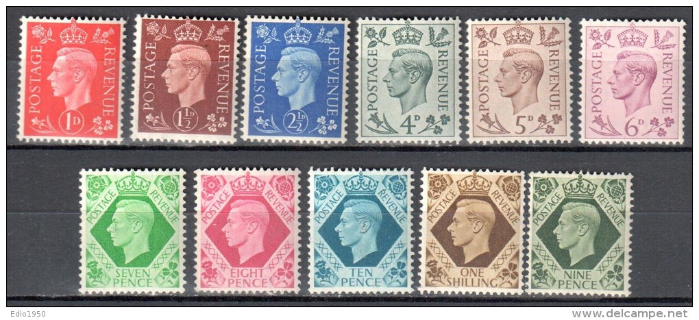 Great Britain 1937 King George VI - Mi199,200,202,204-211- Incomplete Set MNH (**). - Unused Stamps