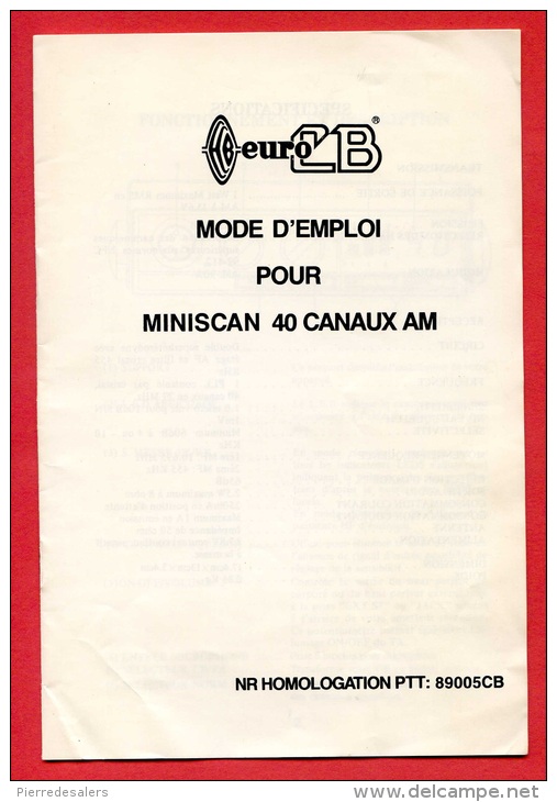 NC - Mode D'emploi Poste CB - Cibiste - 3 Scans - Radio Transmissions - Other & Unclassified