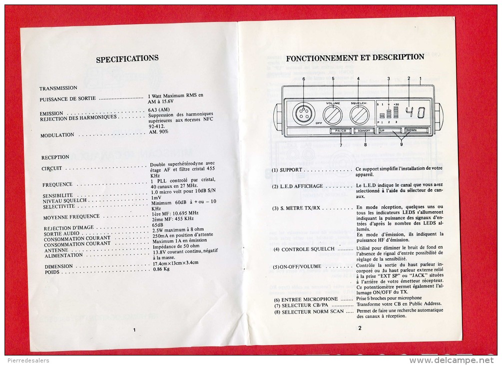 NC - Mode D'emploi Poste CB - Cibiste - 3 Scans - Radio Transmissions - Other & Unclassified