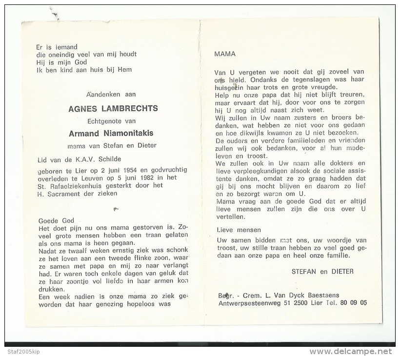 Bidprentje - AGNES LAMBRECHTS - Lier 1954 - Leuven 1982 - Images Religieuses