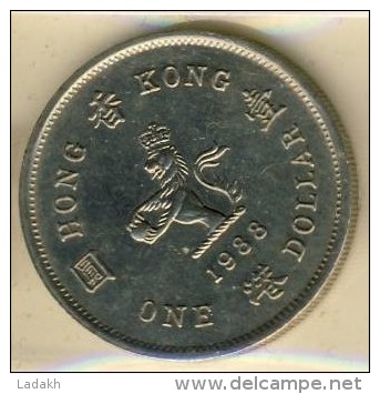 PIECE MONNAIE HONG KONG 1988 # 1 DOLLAR # REINE ELISABETH II # - Hongkong