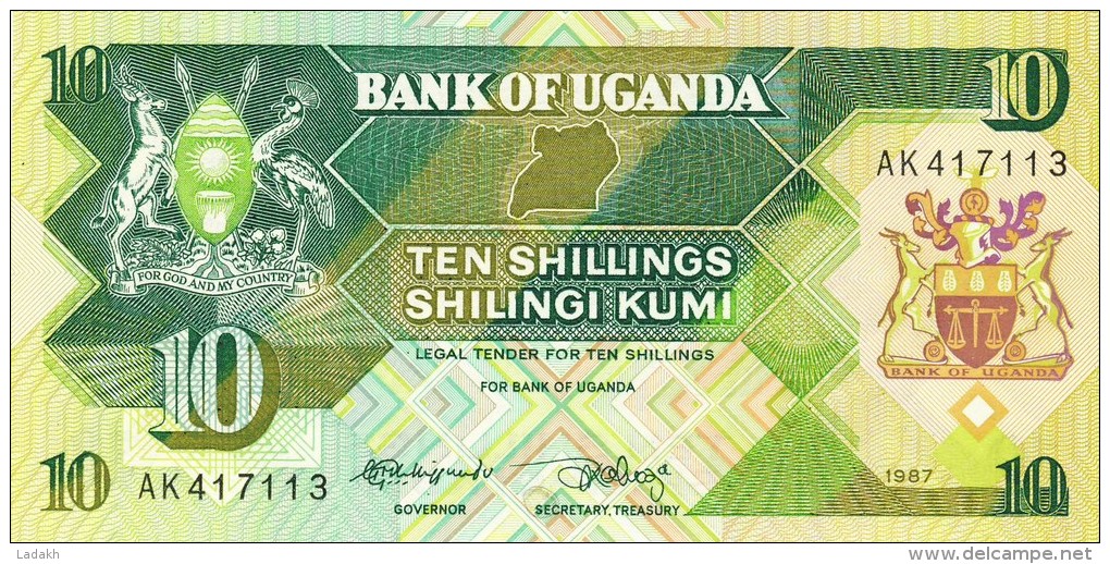 BILLET # OUGANDA # 1987 # 10 SHILLINGS # PICK 28 # BILLET NEUF # - Ouganda