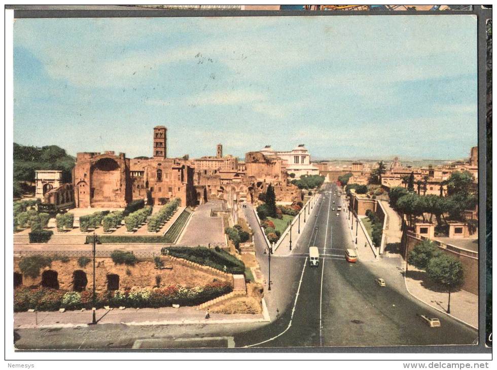 1955 ROMA VIA DEI FORI IMPERIALI SANTA FRANCESCA ROMANA FG V SEE 2 SCANS ANIMATA - Panoramic Views