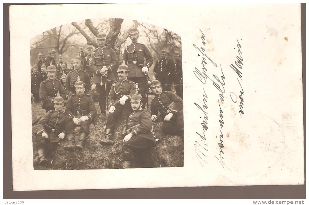 CARTE PHOTO ALLEMANDE MILITAIRE CASQUE A POINTE EQUIPEMENT JUMELLE ECRT TUBINGEN 1912  VOIR SCAN - Guerre 1914-18