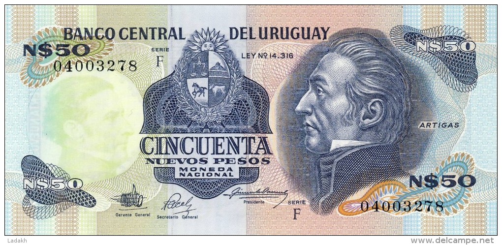 BILLET # URUGUAY # 1988 # 50 NUEVOS PESOS # PICK 61 E # BILLET NEUF # - Uruguay