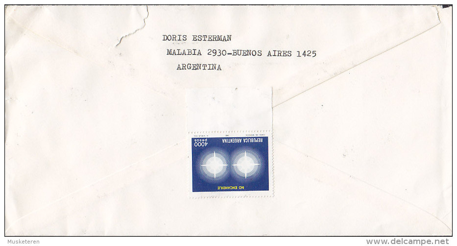 Argentina Mult Franked BUENOS AIRES 1987 Cover Letra To AARHUS Denmark 4-Block W. Margin (2 Scans) - Briefe U. Dokumente