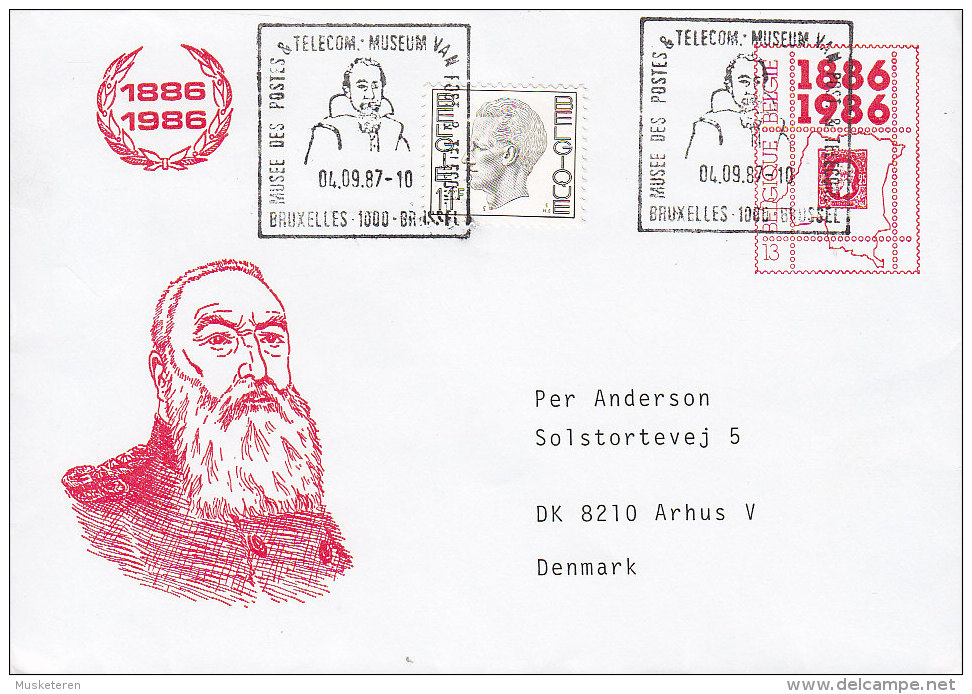 Belgium Uprated Postal Stationery Ganzsache Entier TELECOM Museum 1987 Cover Lettre To AARHUS Denmark Leopold Cachet - Enveloppes