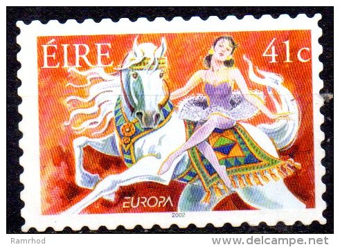 IRELAND 2002 Europa. Circus - 44c. - Girl On Horse  MNG Self-adhesive. Size 37x25 Mm - Nuovi