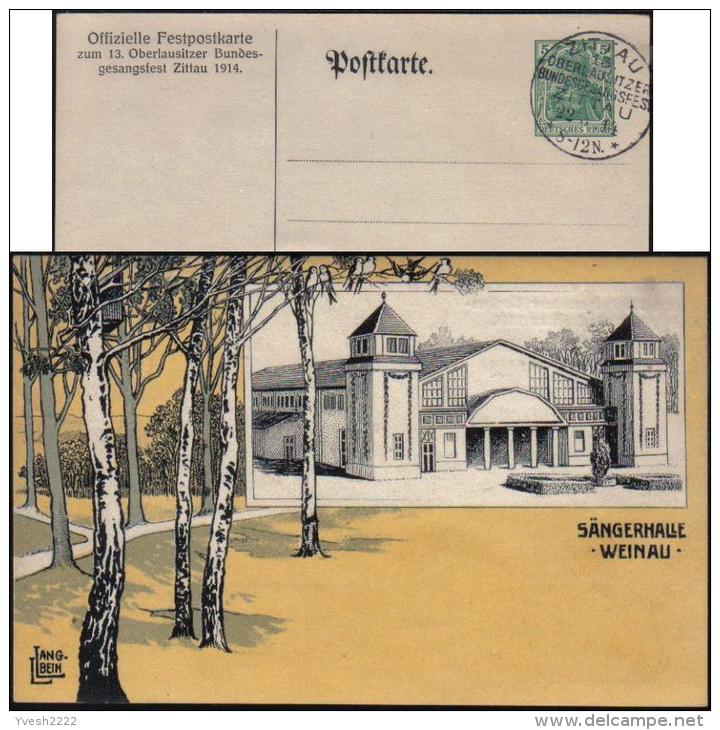Allemagne 1914. Entier Postal TSC. Oberlausitzer Bundesgesangsfest Zittau. 13ième Fête Du Chant à Zittau. Hirondelles - Zwaluwen