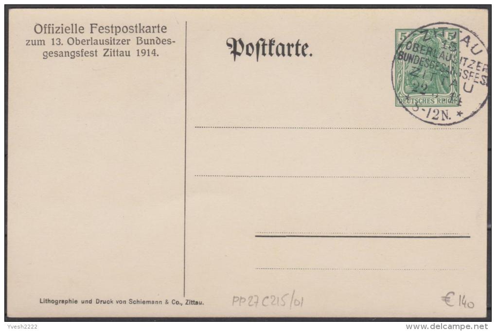 Allemagne 1914. Entier Postal TSC. Oberlausitzer Bundesgesangsfest Zittau. 13ième Fête Du Chant à Zittau. Hirondelles - Zwaluwen