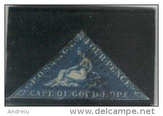 1853 Cape Of Good Hope - 4d. Dark Blue, Value $ 125 , SG:19,Mi 2, Yv. 2 Hinged, Used, Mythology, Oblitere - Cap De Bonne Espérance (1853-1904)