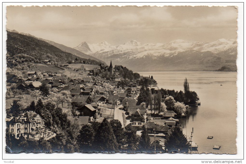 CP, SUISSE, BE, Hilterfingen Am Thunersee Mit Eiger, Monch Und Jungfrau Hôtel Marbach, Vierge - Hilterfingen