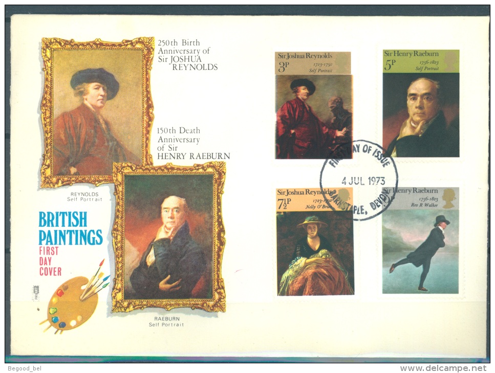 GB - FDC 4.7.1973 - PAINTINGS REYNOLDS RAEBURN - Mi 624-627 Yv 687-690 SG 931-934 - Lot 9208 - 1971-1980 Em. Décimales