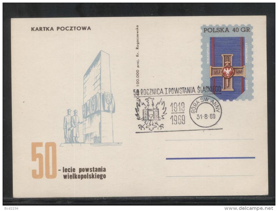 POLAND 1969 SCARCE 50TH ANNIV SILESIAN UPRISING COMM CARD + CANCEL GORA SW ANNY  WW1 MILITARIA - WO1