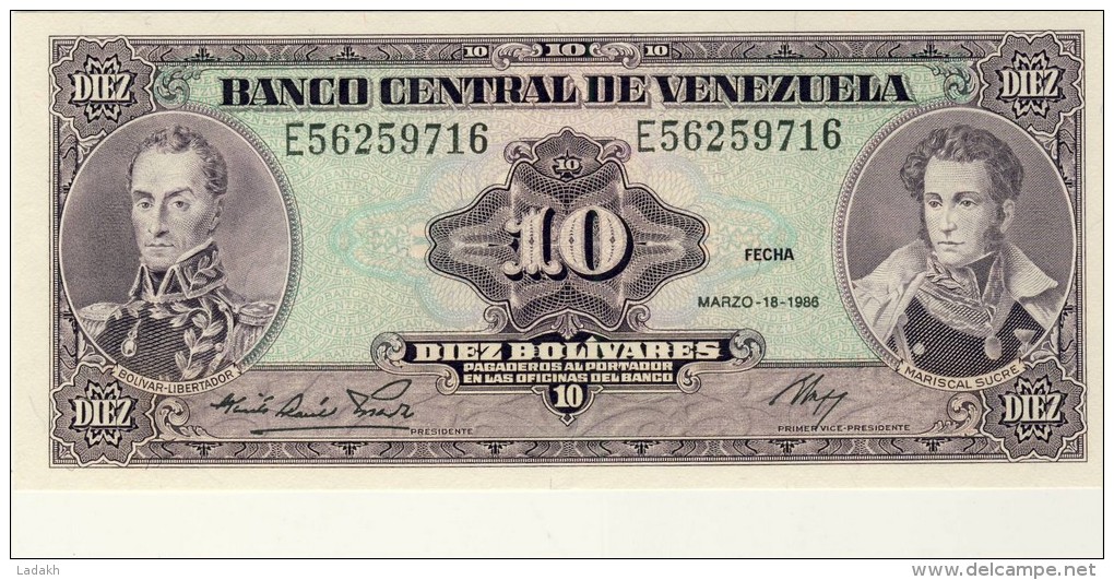 BILLET # VENEZUELA # 1986 # 10 BOLIVARES # PICK 66 # BILLET NEUF # - Venezuela