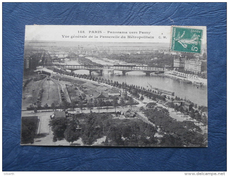 Paris - Panorama Vers Passy - Vue Generale De La Passerellle Du Metropolitain - Ed. CM 148 - Circulée 1911 - L143 - Pariser Métro, Bahnhöfe