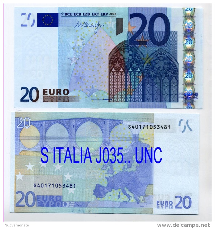 EURONOTES BANCONOTA BILLET DA 20 EURO S ITALIA J035..DRAGHI UNC - 20 Euro