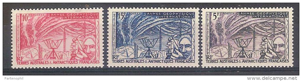 ** TAAF MNH ANNO GEOFISICO INT.LE (YVERT8/10) - International Geophysical Year