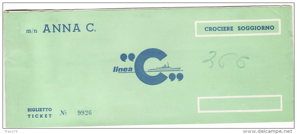 MOTOVAVE  ANNA COSTA  /  Biglietto Per Crociera Soggiorno Da 15 Giorni ( Palermo- Barcellona)  - 1965 - Europa