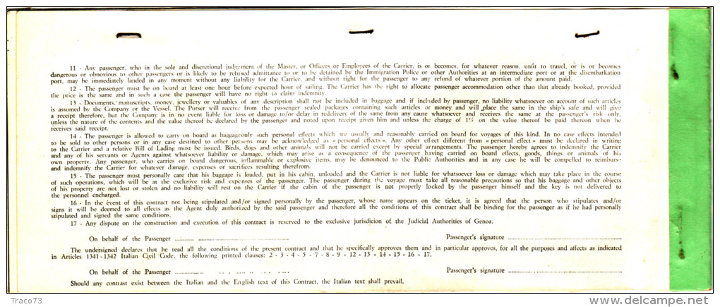 MOTOVAVE  ANNA COSTA  /  Biglietto Per Crociera Soggiorno Da 15 Giorni ( Palermo- Barcellona)  - 1965 - Europa