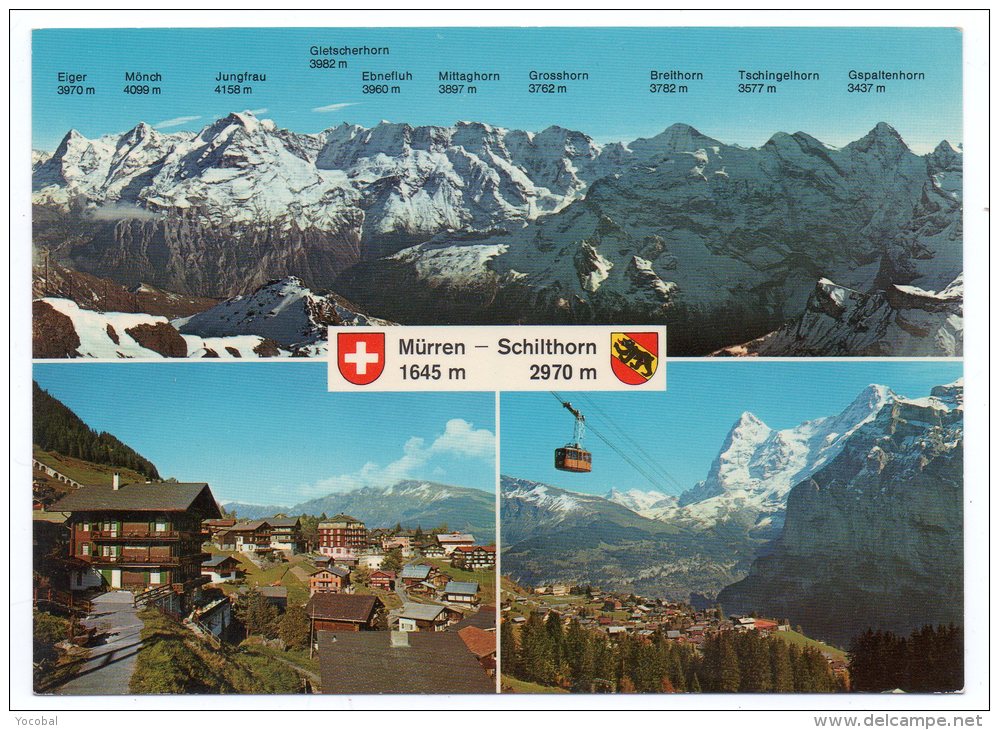 CP, SUISSE, BE, MÜRREN 1645m - Schilthorn 2970m, Multivues, Vierge - Mürren