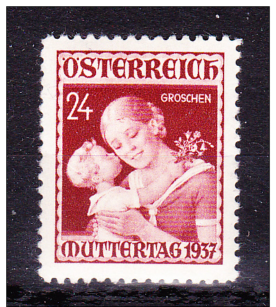 AUSTRIA  1937 ,  Mother´s Day  , Y&T  #  495, Cv   2.00   E ,  ** M N H , V V F - Nuovi