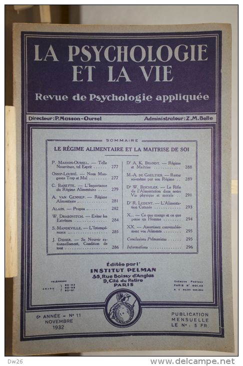 3 Numéros De La Revue "La Psychologie Et La Vie", 1932 - Paquete De Libros