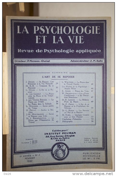 3 Numéros De La Revue "La Psychologie Et La Vie", 1932 - Loten Van Boeken