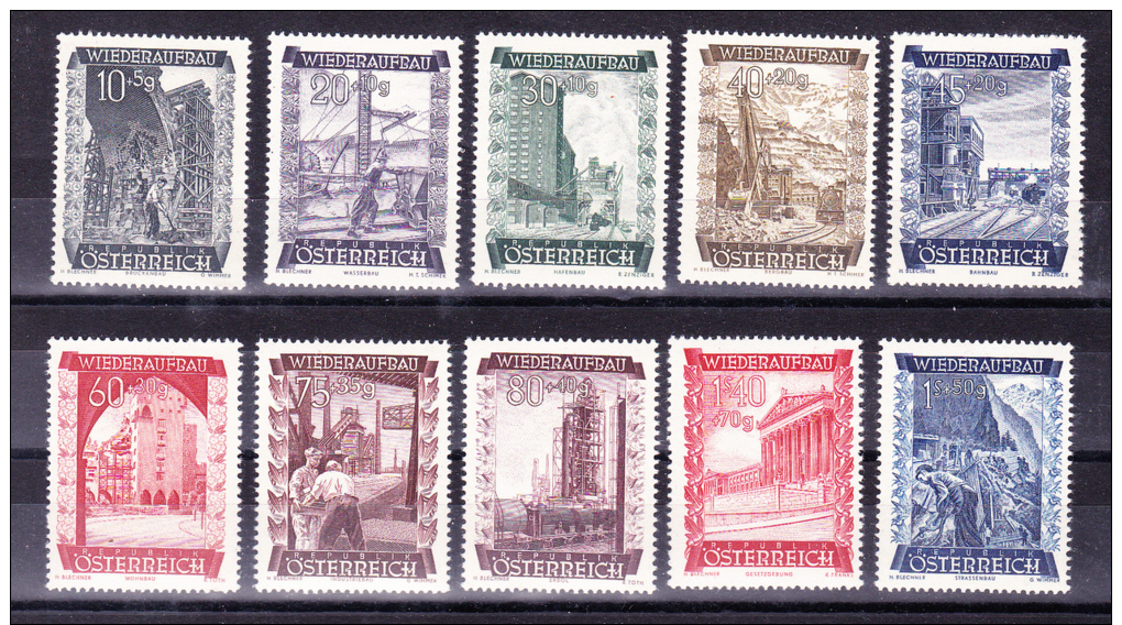 AUSTRIA  1948 ,  Reconstruction   , Y&T  #  712/21    Cv  4.50   E ,  ** M N H , V V F - Nuovi