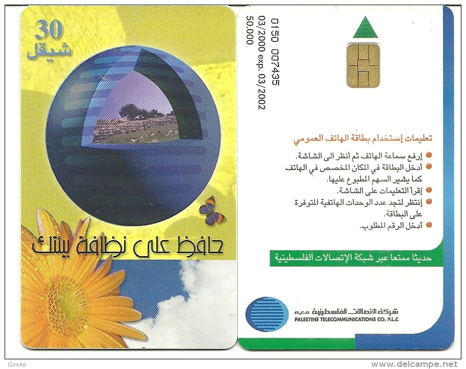 Palestine-(pal-13Aa)-clen Environment-(30)-(03/2000-exp-03/2002)-used Card+1 Card Prepiad Free - Palestine