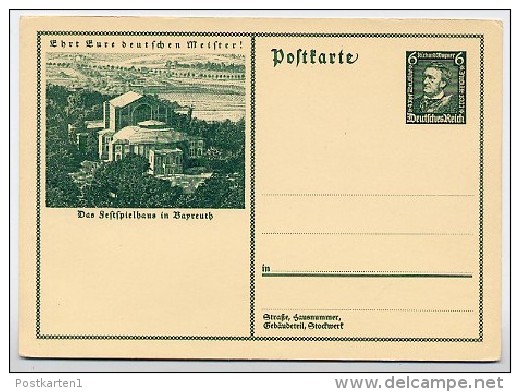 RICHARD WAGNER Deutsches Reich Sonder-Postkarte P249  1933  Kat. 5,00 € - Música