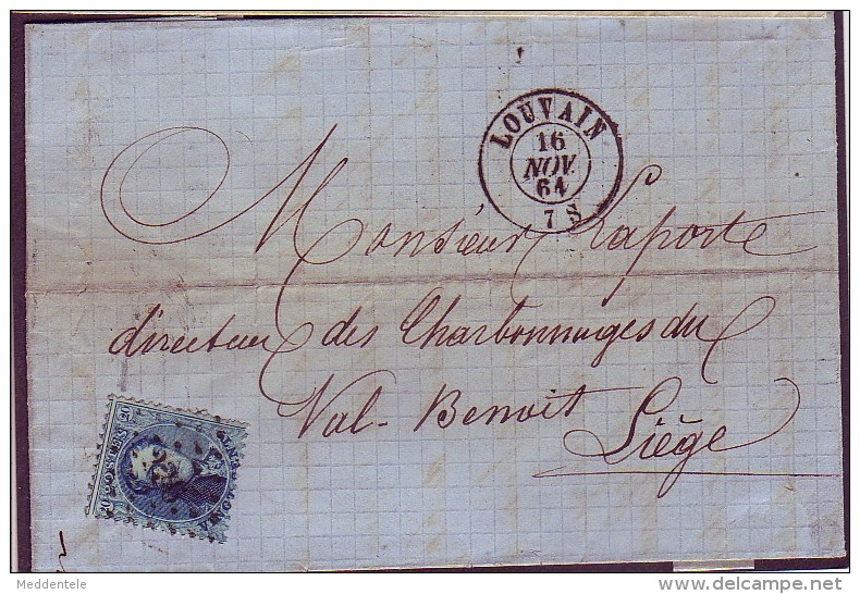 Lettre N°15 LP 226 LOUVAIN 16/11/1864 Vers LIEGE - 1863-1864 Medaglioni (13/16)