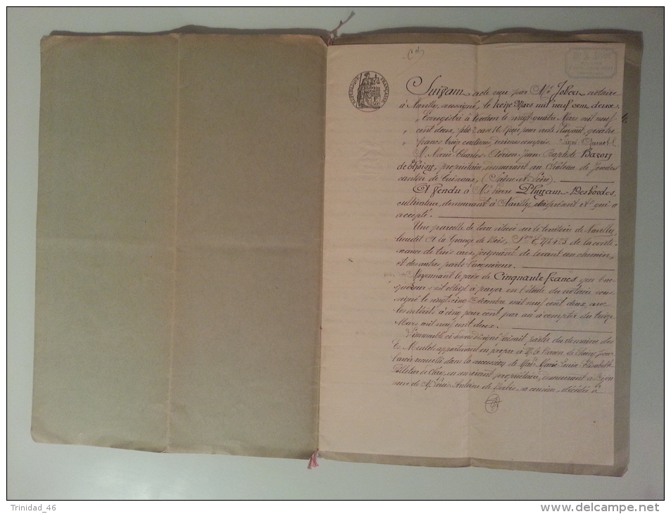 NAVILLY SUR LE DOUBS 71  ET JOUDES 71 ( LE BARON DE CHOISY DU CHATEAU ET MR PLUZAU DESBORDES ) VENTE DE TERRE 1902 - Manuscrits