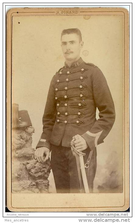 CDV Identifié En 1896- Fernand Fava Ou Fara-16e Régiment-artillerie à Cheval?-photo Girard à Paris - Guerre, Militaire