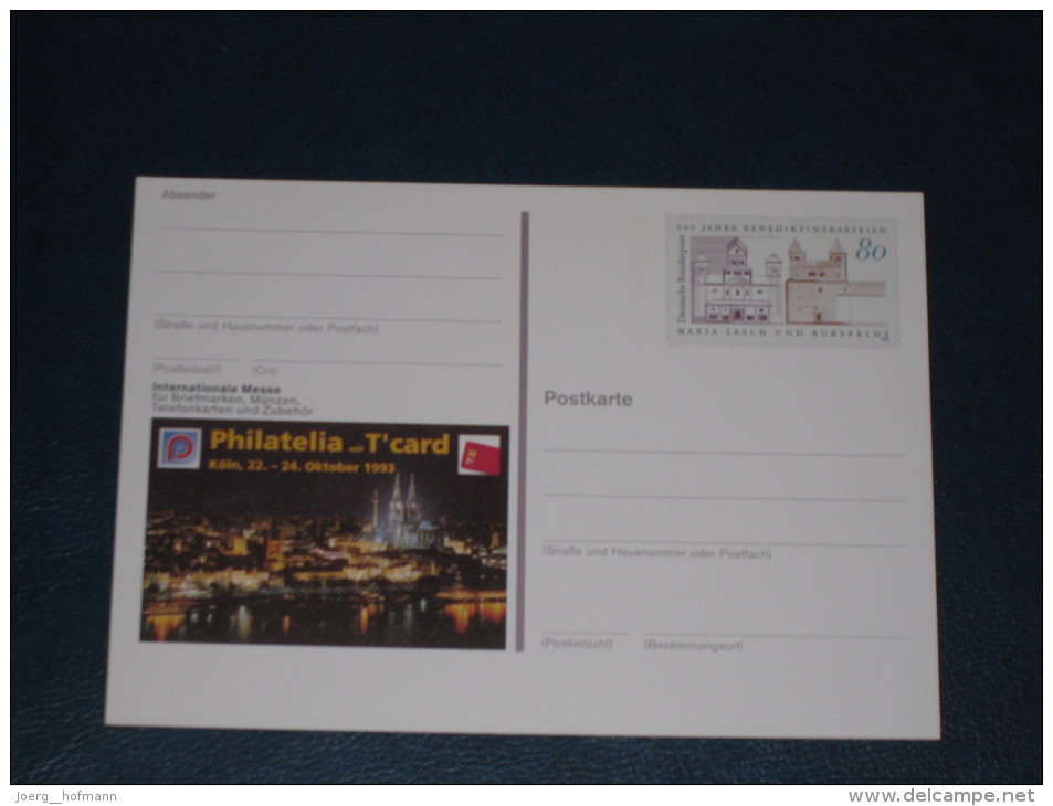 Germany Deutschland Bund Ganzsache Postal Stationery 1993 Int. Messe Köln 900 Jahre Benediktinerabt  Mint Ungebraucht ** - Cartoline Illustrate - Nuovi