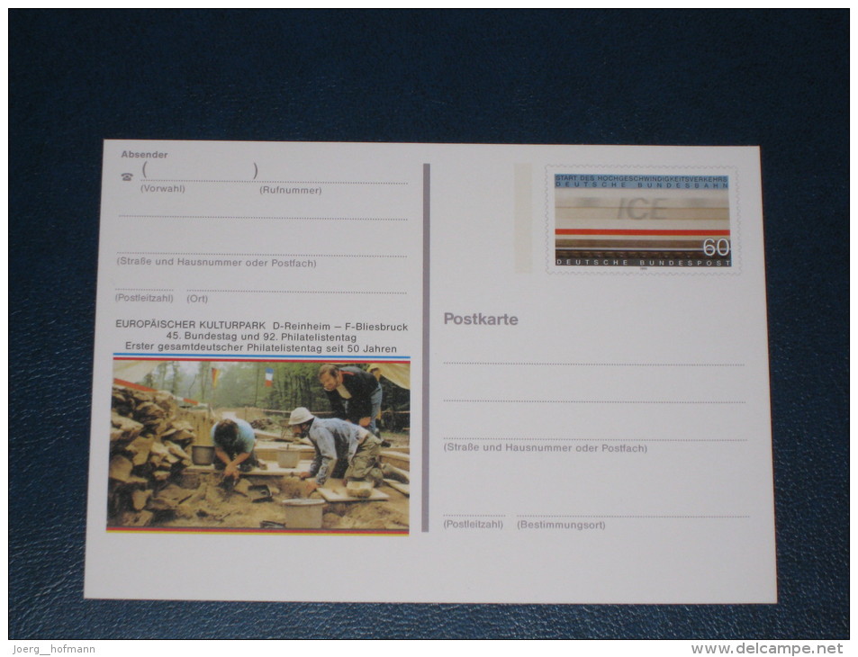 Germany Deutschland Bund Ganzsache Postal Stationery 1993 Europäischer Kulturpark Reinheim ICE Bunde Mint Ungebraucht ** - Bildpostkarten - Ungebraucht