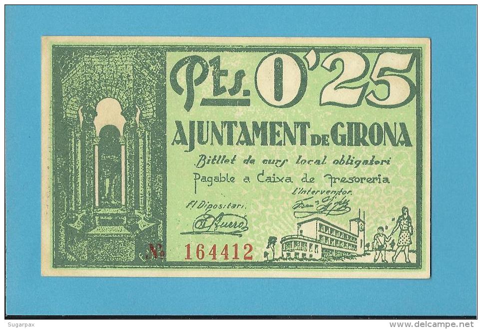 GIRONA - 25 CENTIMS - 25.06.1937 - SPAIN - CIVIL WAR - EMERGENCY PAPER MONEY - NOTGELD - Autres & Non Classés
