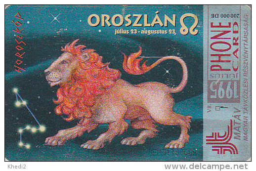 Télécarte à Puce HONGRIE - Zodiaque - LION / Scans Recto & Verso - Horoscope Chip Phonecard - LÖWE - 406 - Zodiaco