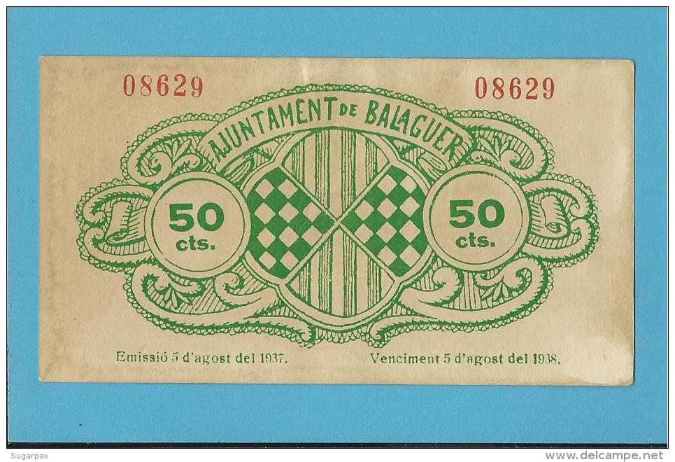 BALAGUER - 50 CENTIMS - 05.08.1937 - SPAIN - CIVIL WAR - EMERGENCY PAPER MONEY - NOTGELD - Autres & Non Classés