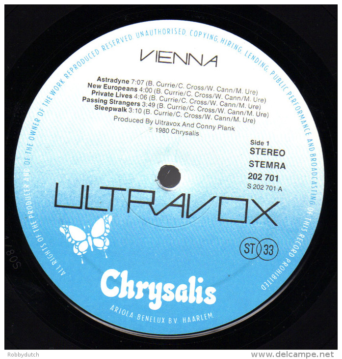 * LP *  ULTRAVOX - VIENNA (Holland 1980 EX-!!!) - Disco, Pop